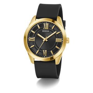 Guess Roman Numeral Black Silicone Gold Tone Mens Watch